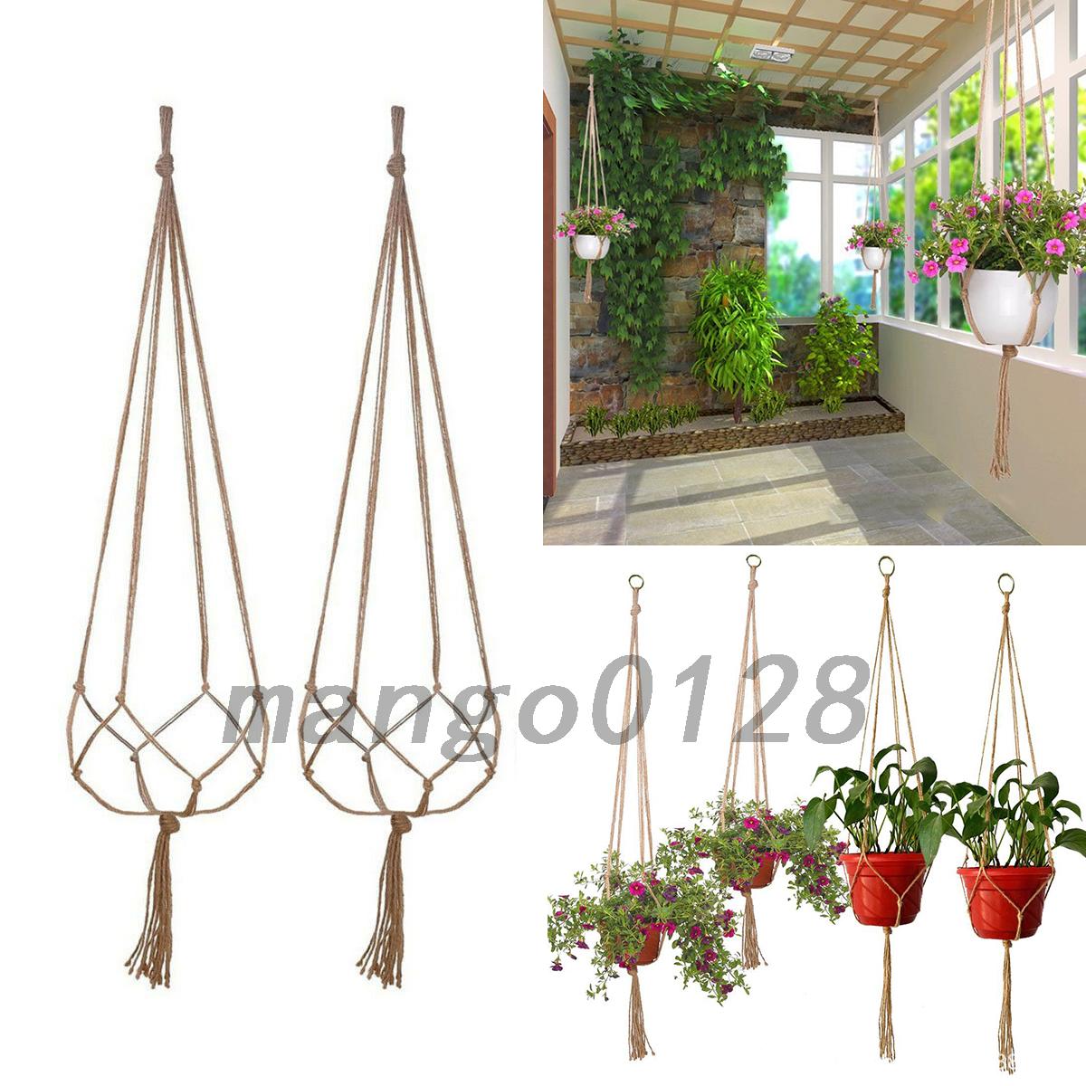 Vintage Style Hanging Plant Pot Hanger Holder House Planter Rope Basket Decor